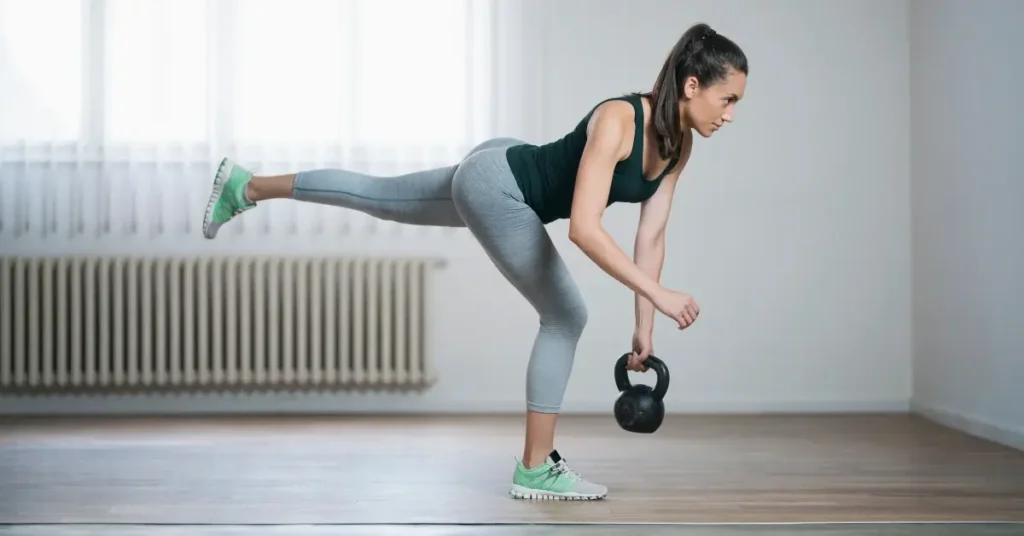 pilates workout plan + A woman is holding a weighted ball in her hand and doing exercises